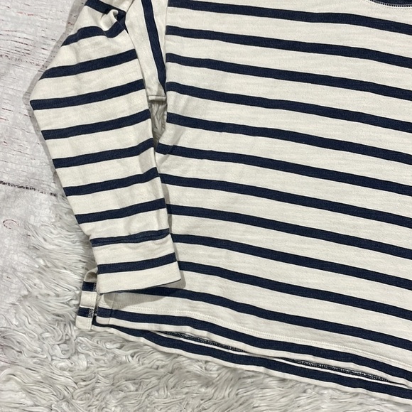 J. Crew Vintage Terry Cotton Stripe Navy Turtleneck Pullover Sweatshirt - Picture 7 of 10